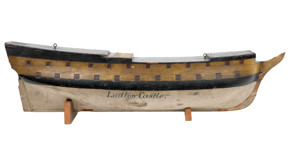 Detail of A model of 'Ludlow Castle' (1723) warship, forth rate, 40-guns by unknown