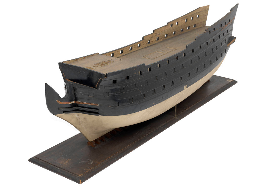 Detail of First rate warship, 100 guns by unknown