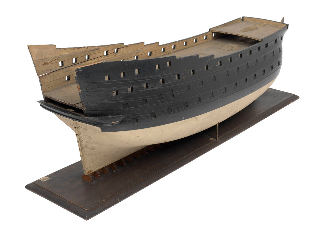 Detail of First rate warship, 100 guns by unknown