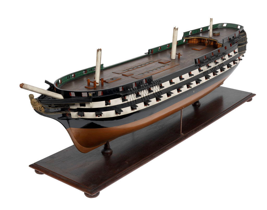 Detail of Second rate warship, 80 guns by unknown