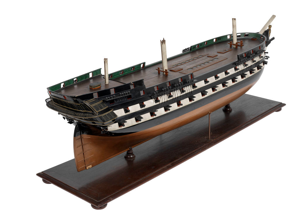 Detail of Second rate warship, 80 guns by unknown