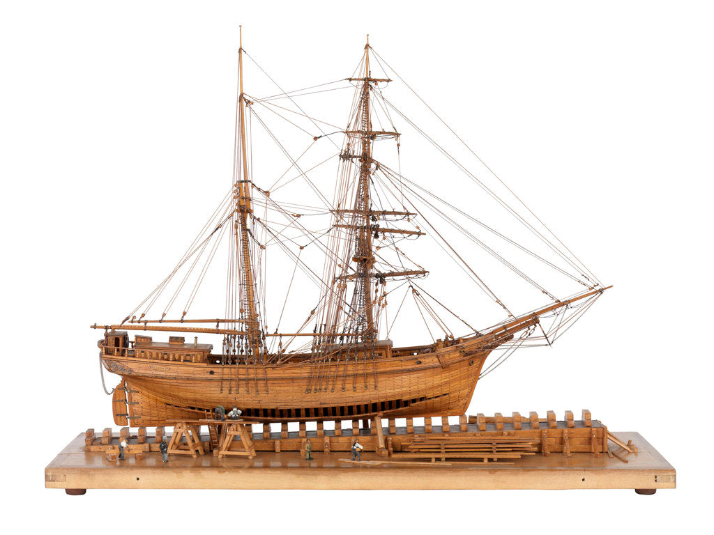 Detail of Full hull model of 'Leon' (1880) starboard view, broadside by Harold A. Underhill