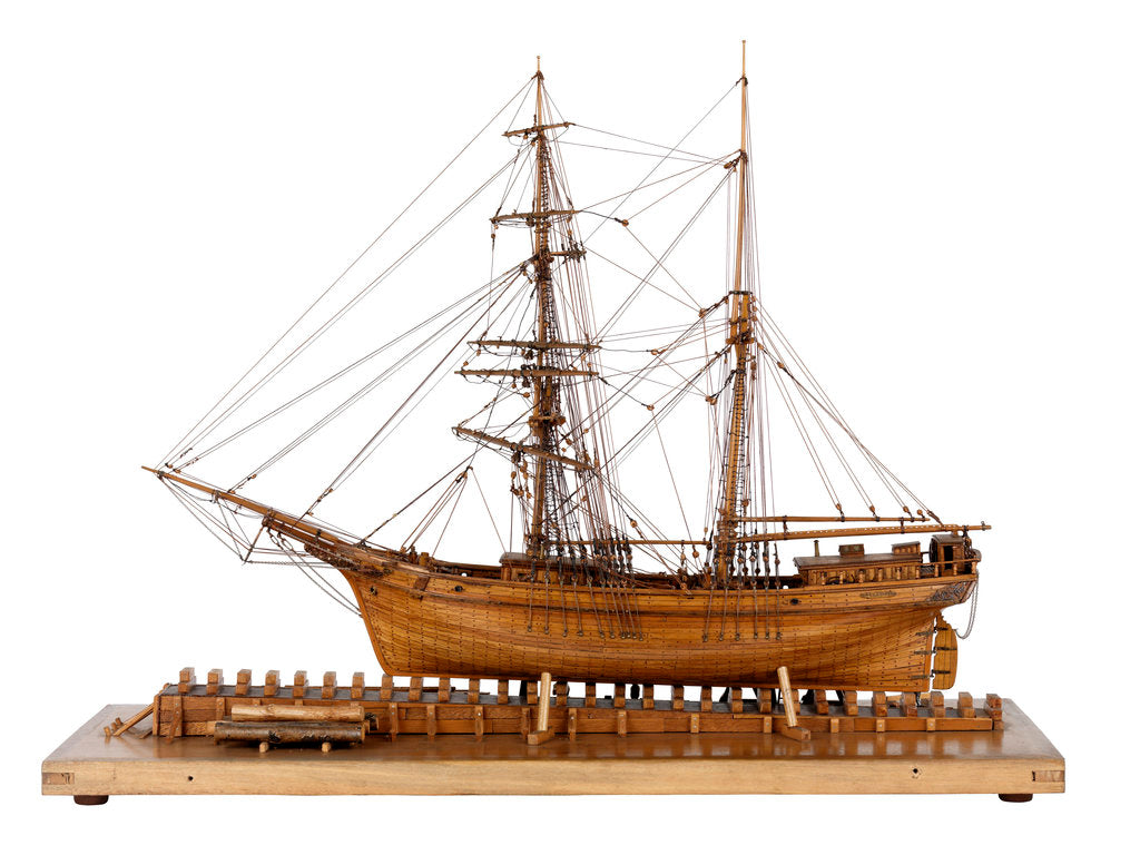 Detail of Full hull model of 'Leon' (1880) starboard view, broadside by Harold A. Underhill