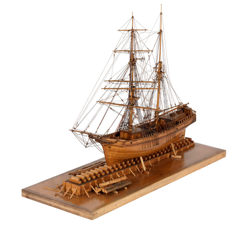 Detail of Full hull model of 'Leon' (1880) port three quarter view by Harold A. Underhill