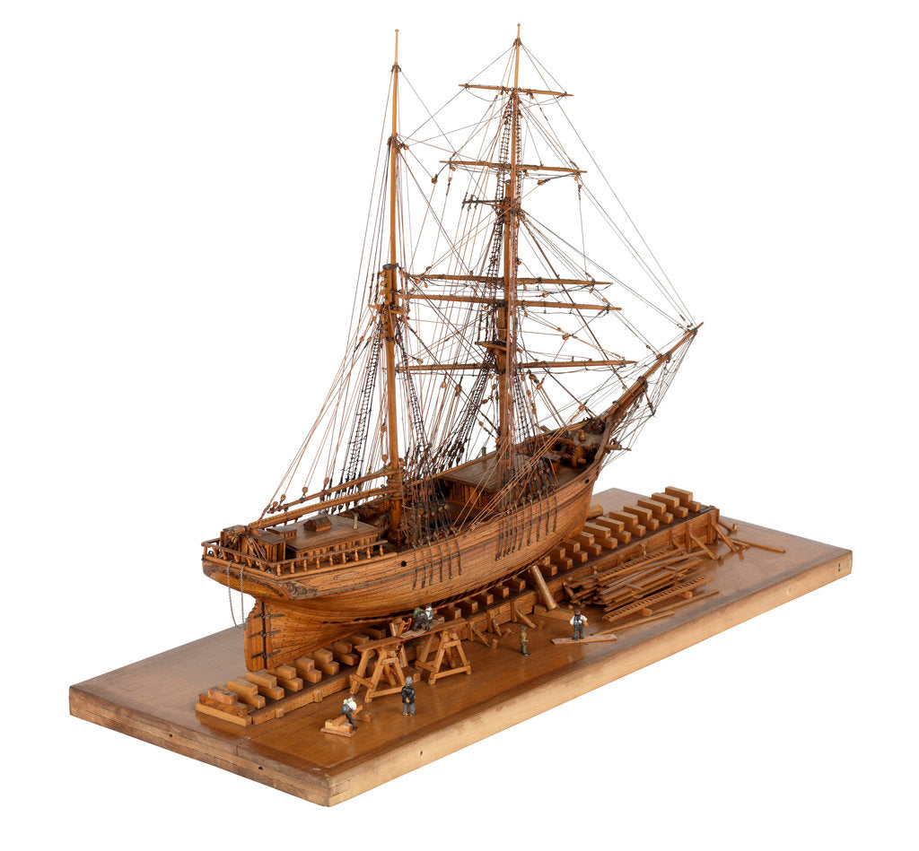 Detail of Full hull model of 'Leon' (1880) starboard quarter view by Harold A. Underhill