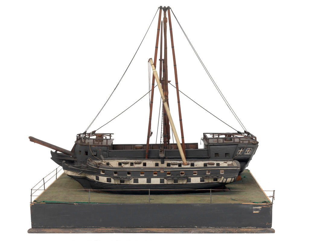 Detail of 40-gun ship and sheer hulk by unknown