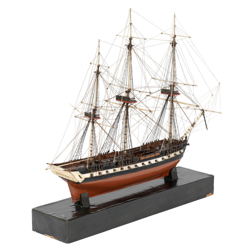 Detail of A model of a warship (1800), French, frigate, 44-48 gun by unknown