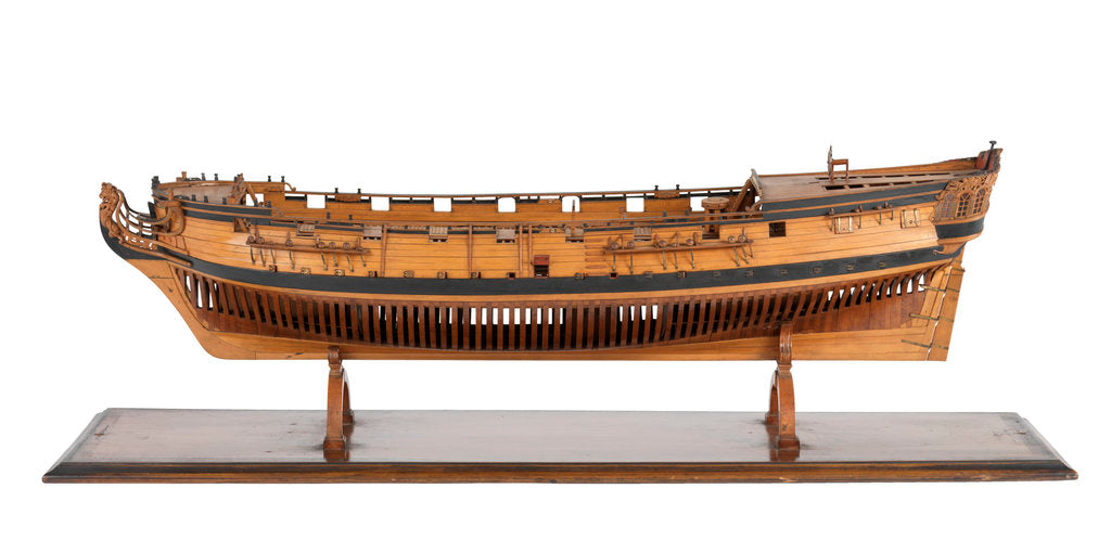 Detail of A model of a warship; 22 guns by unknown