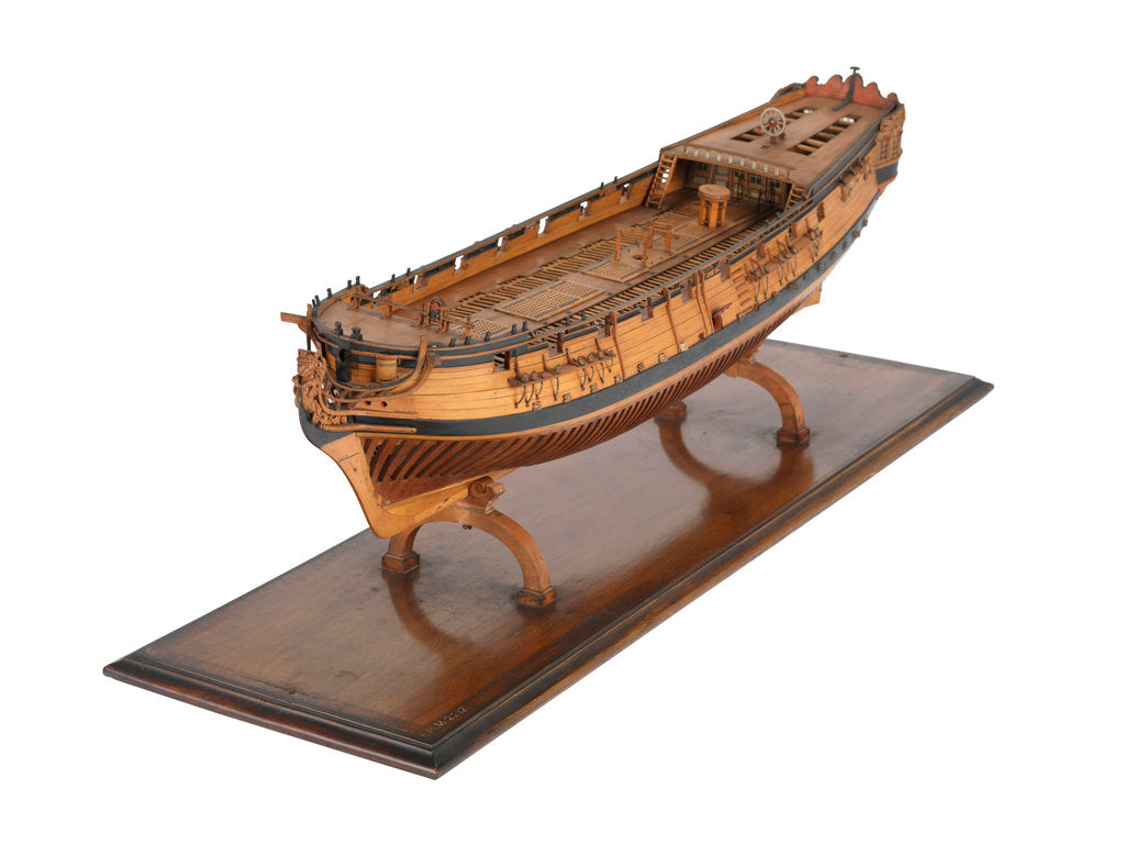 Detail of A model of a warship; 22 guns by unknown