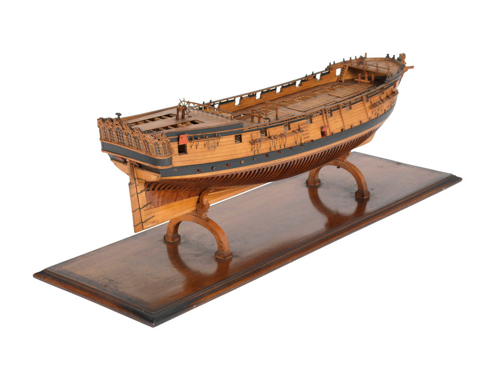 Detail of A model of a warship; 22 guns by unknown