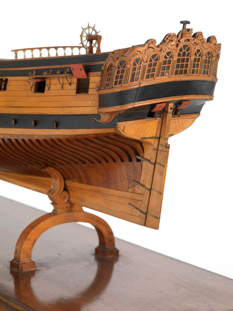 Detail of A model of a warship; 22 guns by unknown
