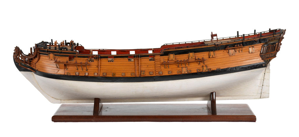Detail of A model of a warship (1741), sixth rate, sloop, 24 guns by unknown