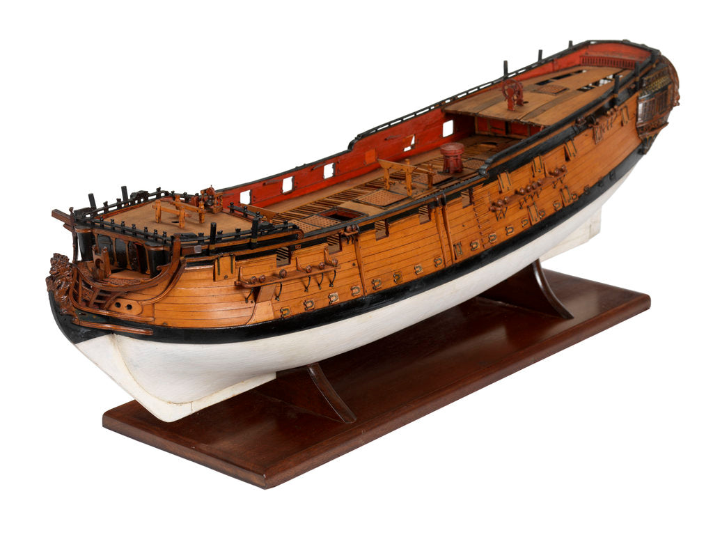 Detail of A model of a warship (1741), sixth rate, sloop, 24 guns by unknown