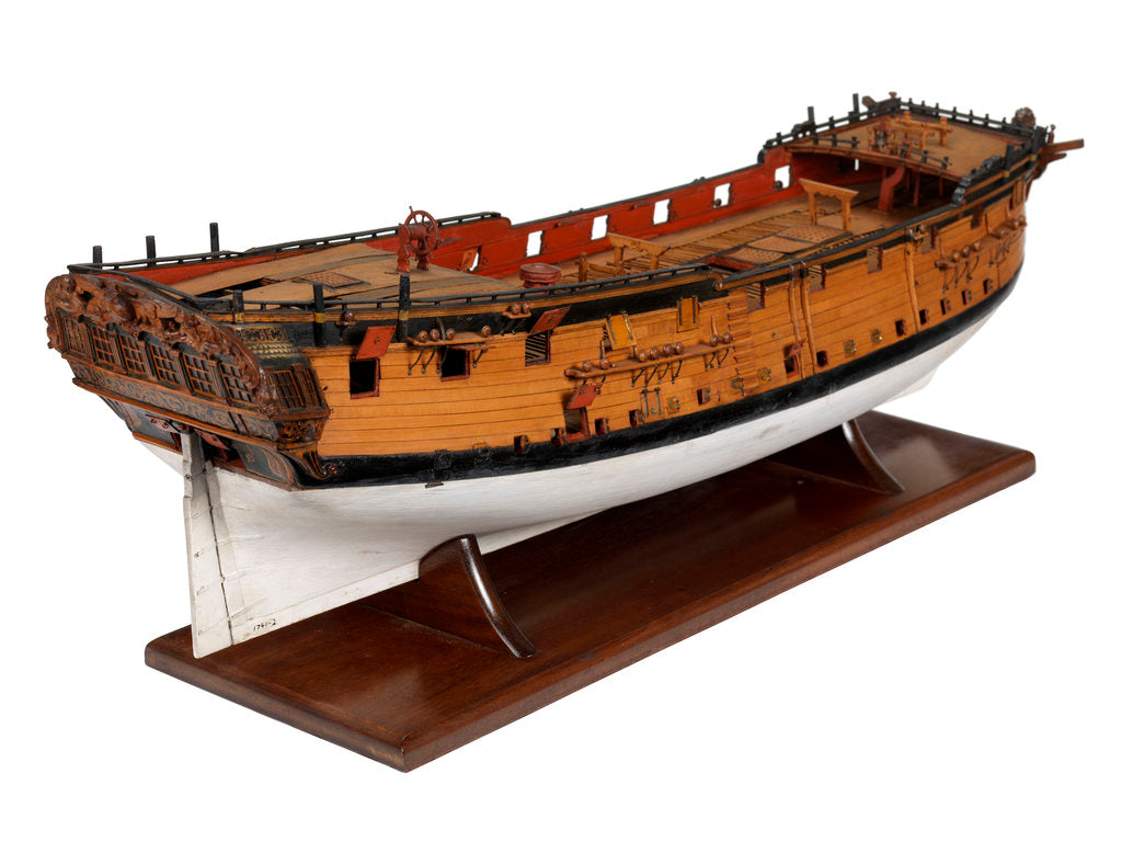 Detail of A model of a warship (1741), sixth rate, sloop, 24 guns by unknown