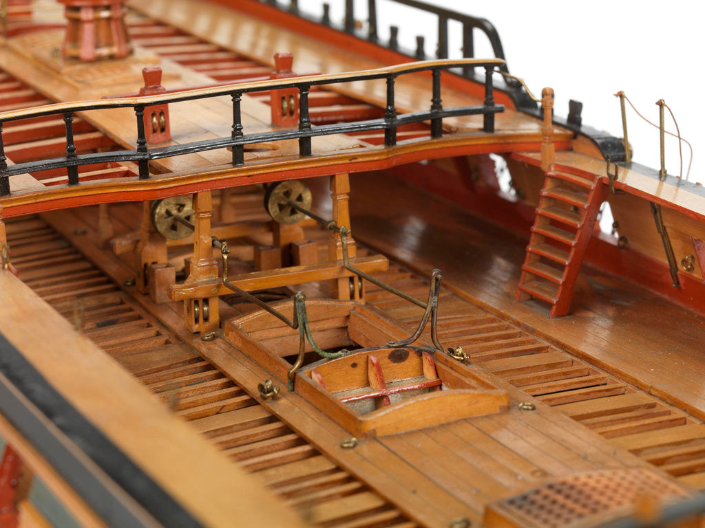 Detail of Contemporary full hull model 'Minerva' (1780), a 38-gun frigate by G.W. French