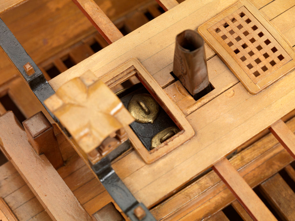 Detail of Contemporary full hull model 'Minerva' (1780), a 38-gun frigate by G.W. French