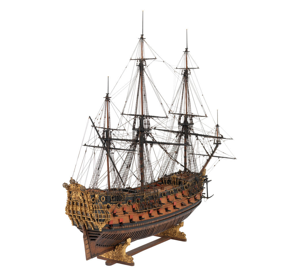 Detail of Navy board model of warship 'St Michael (1669)', 98 guns, 1st rate by unknown