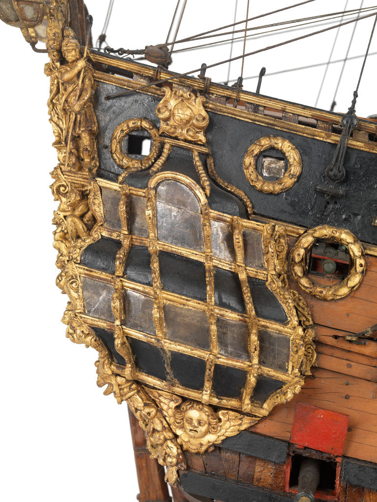 Detail of Navy board model of warship 'St Michael (1669)', 98 guns, 1st rate by unknown
