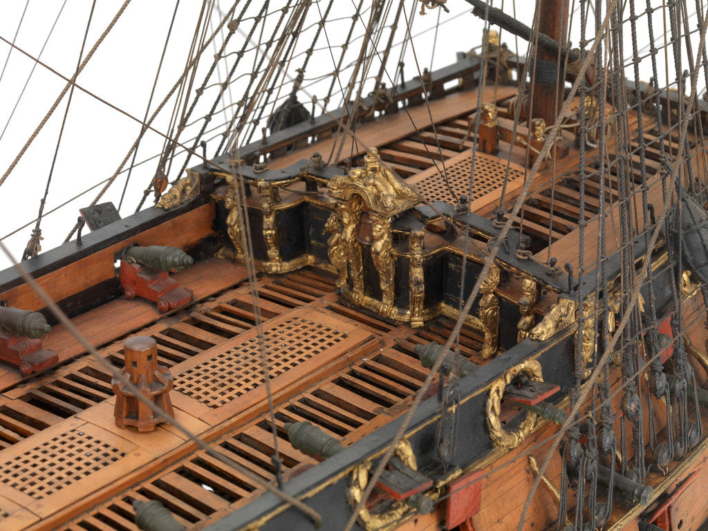 Detail of Navy board model of warship 'St Michael (1669)', 98 guns, 1st rate by unknown