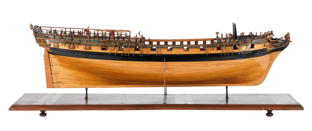Detail of Contemporary full hull model of the 'Winchelsea' (circa 1764) a frigate of 32 guns by Thomas Burroughs
