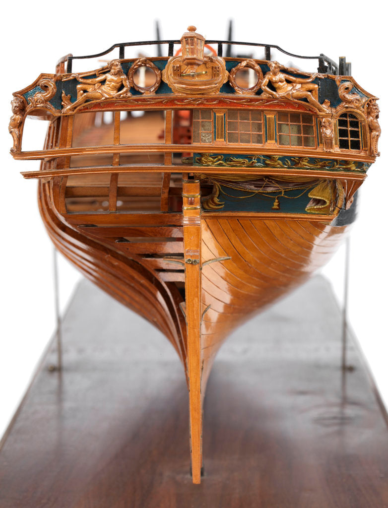 Detail of Contemporary full hull model of the 'Winchelsea' (circa 1764) a frigate of 32 guns by Thomas Burroughs