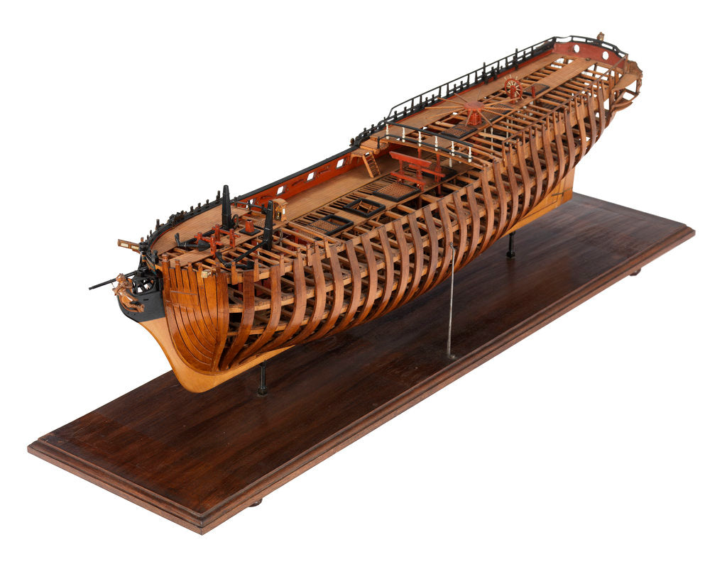 Detail of Contemporary full hull model of the 'Winchelsea' (circa 1764) a frigate of 32 guns by Thomas Burroughs
