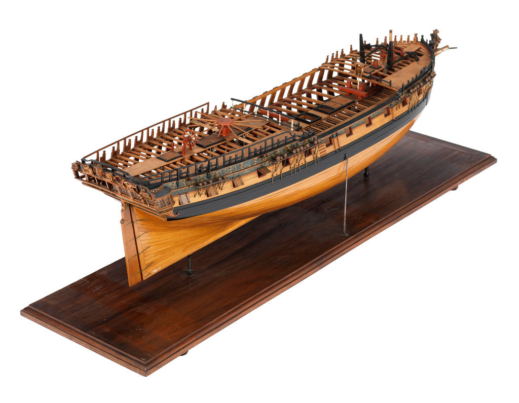 Detail of Contemporary full hull model of the 'Winchelsea' (circa 1764) a frigate of 32 guns by Thomas Burroughs