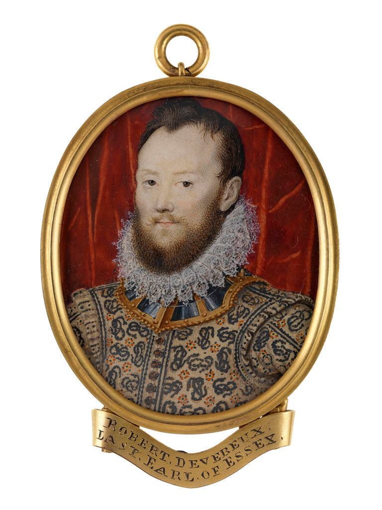 Detail of A young Elizabethan man, called Robert Devereux, 2nd Earl of Essex (1565-1601) by Hilliard/Oliver school
