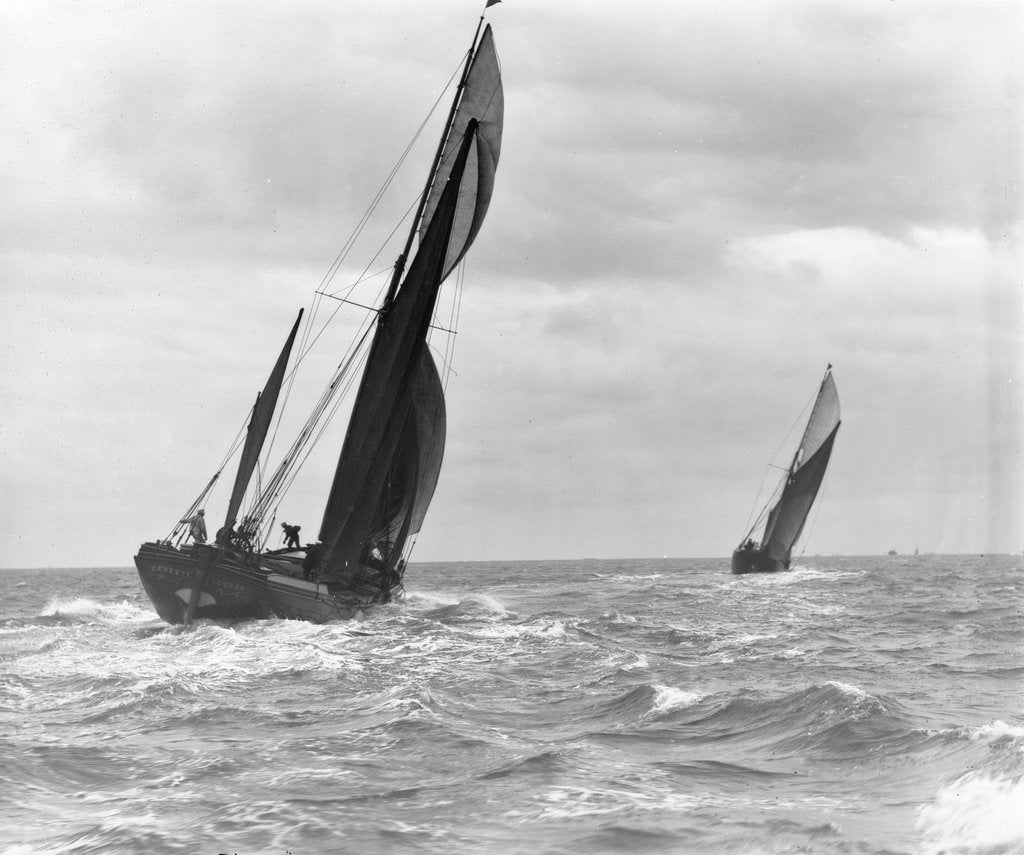 Detail of Sailing barge 'Genesta' (Br, 1903) under sail by Anonymous