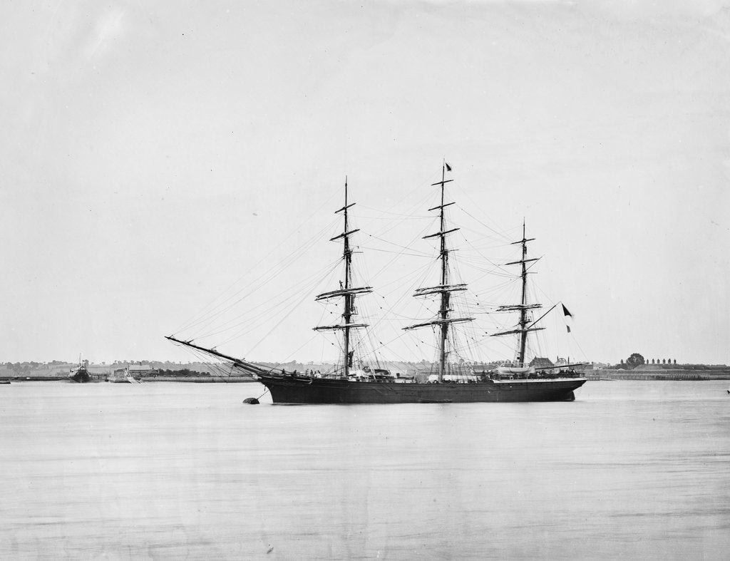 Detail of Photograph of a 3 masted ship 'Saint Leonards' (1864) 21st June 1872, off Tilbury, River Thames by unknown