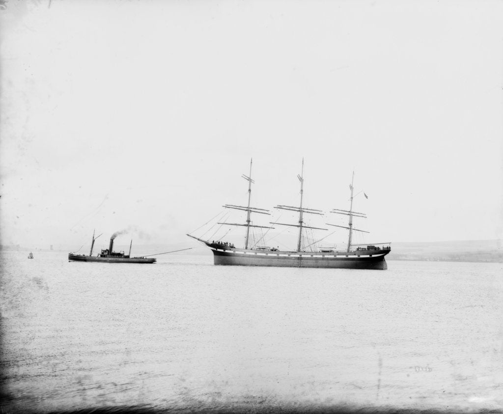 Detail of The 'Pendeen' (Br, 1896) in tow of the tug 'Hercules', probably when new by unknown