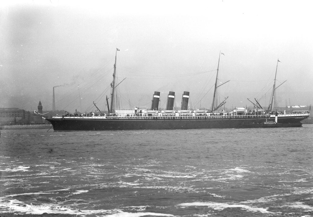Detail of Passenger liner 'City of New York' (1888) at anchor, River Mersey, Liverpool by unknown