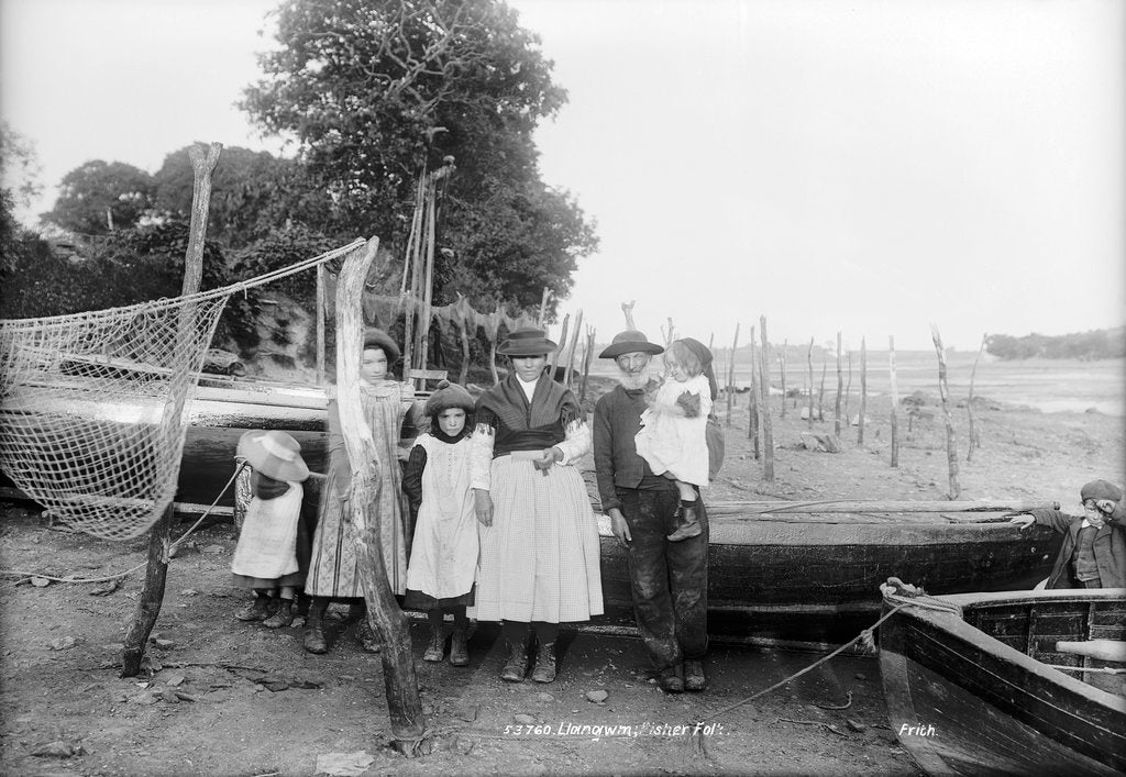 Detail of Family of fisherfolk, Llangwm, Pembrokeshire by Francis Frith & Co.