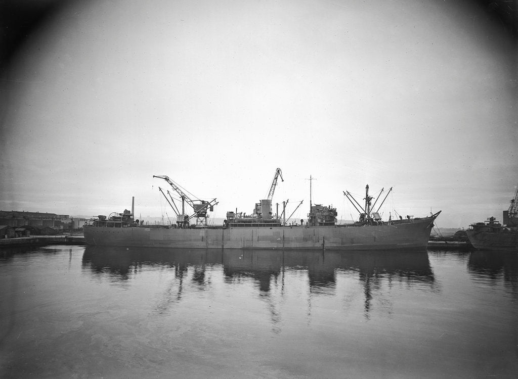 Detail of 'Kong Sverre' (No, 1941), ex 'Empire Grenfell', at quayside, Liverpool, prior to 22 June 1943 by unknown