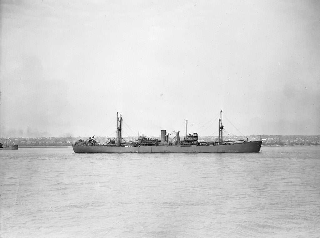 Detail of 'Ocean Gallant' (Br, 1942), at anchor by unknown