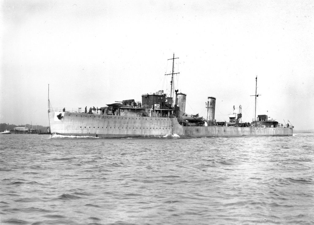 Detail of HMS 'Daring' (1932), under way in Southampton Water on builder's trials by unknown