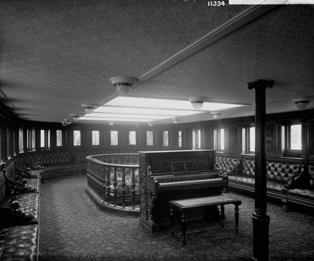 Detail of First Class Music Room on the 'Rome' (1881) by Bedford Lemere & Co.