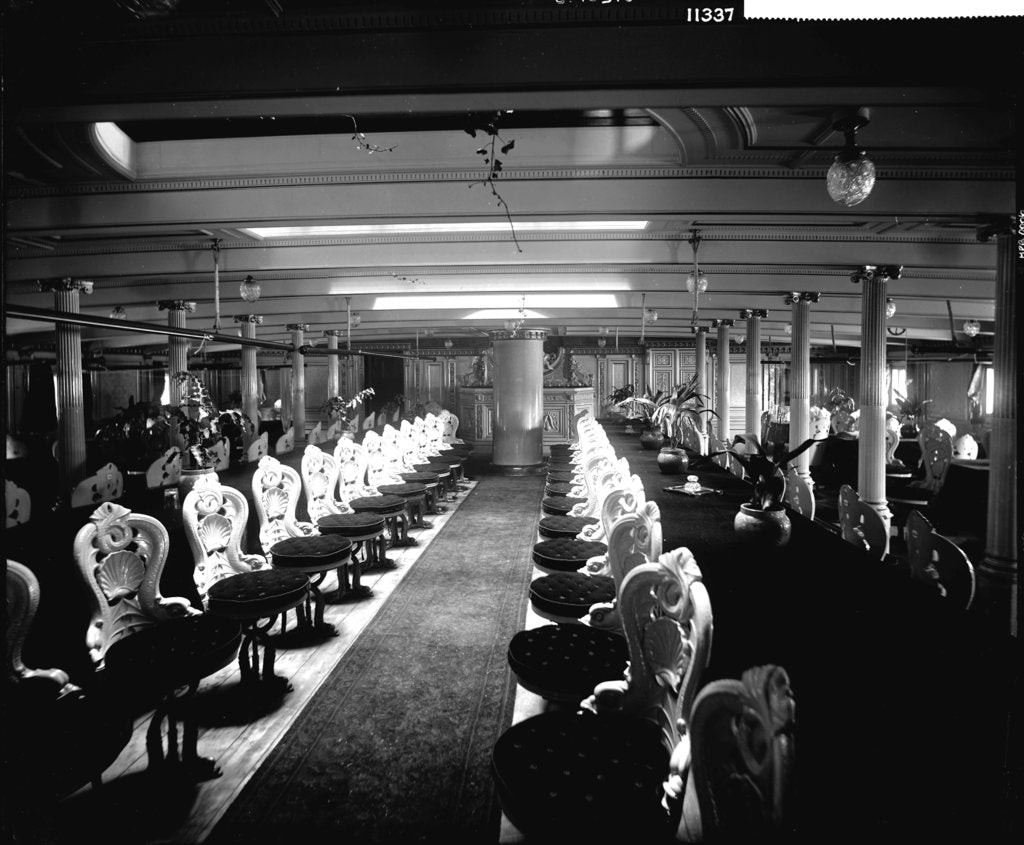 Detail of Second Class Dining Saloon on the 'Rome' (1881) by Bedford Lemere & Co.