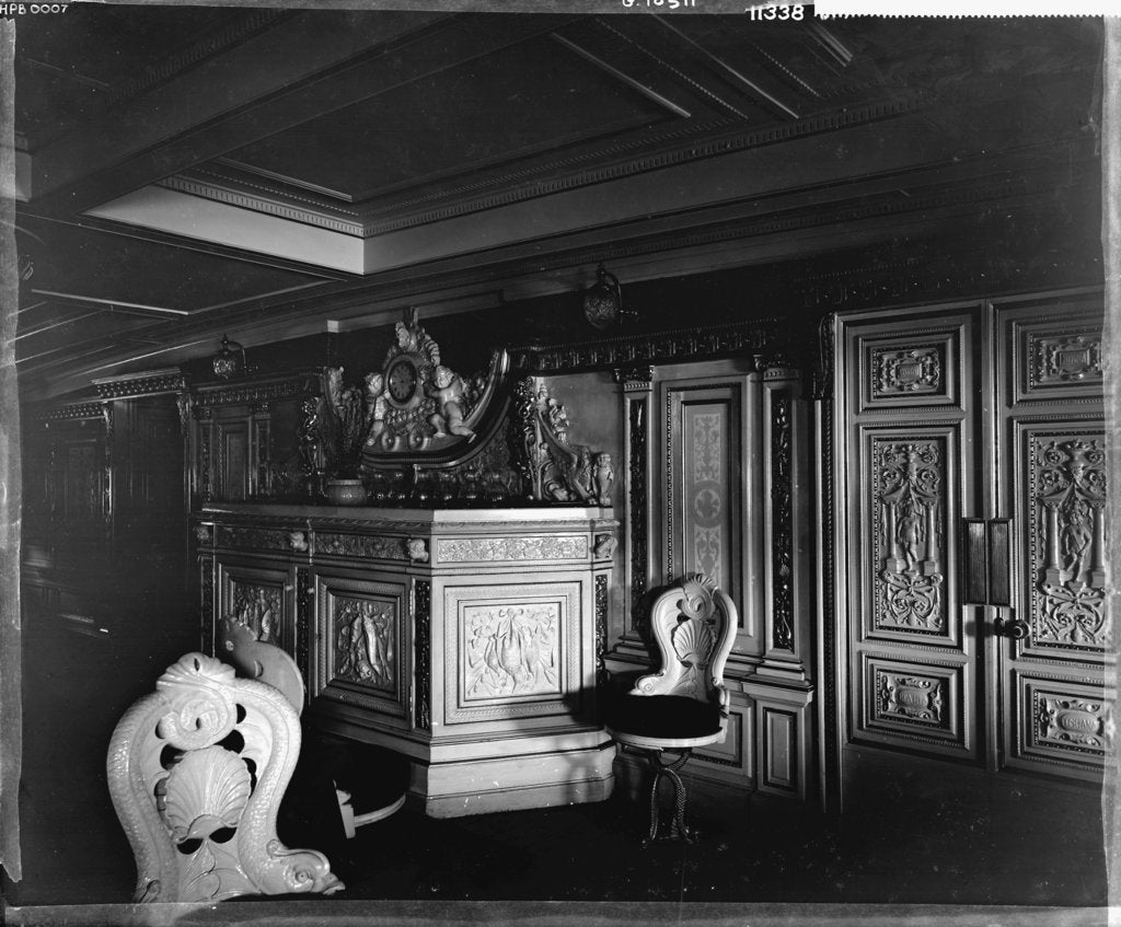 Detail of Second Class Dining Saloon on the 'Rome' (1881) by Bedford Lemere & Co.