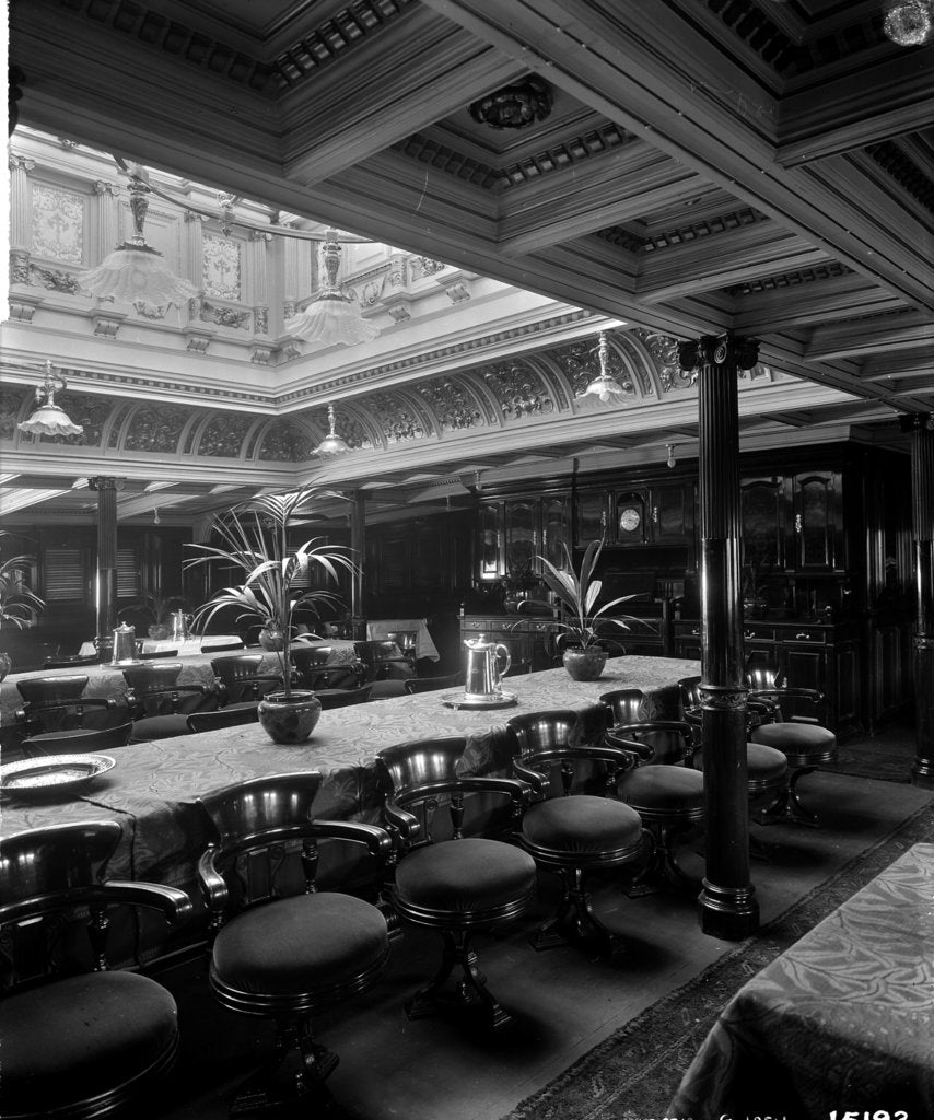 Detail of First Class Dining Salon on the 'Omrah' (1899) by Bedford Lemere & Co.