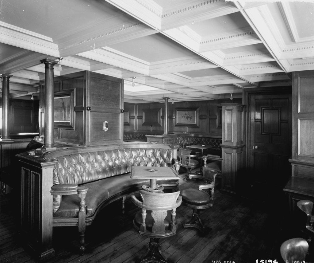 Detail of First Class Smoking Room on the 'Omrah' (1899) by Bedford Lemere & Co.