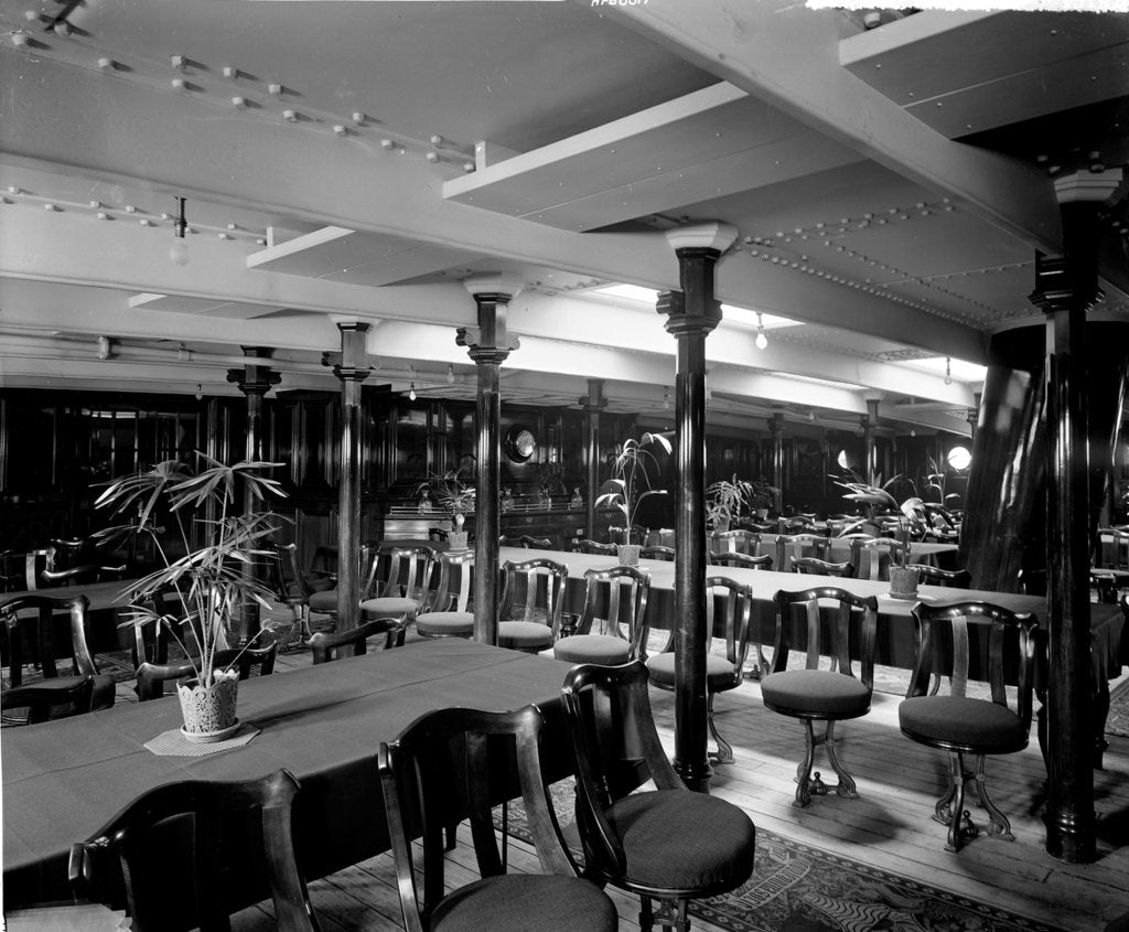 Detail of Second Class Dining Saloon on the 'Omrah' (1899) by Bedford Lemere & Co.