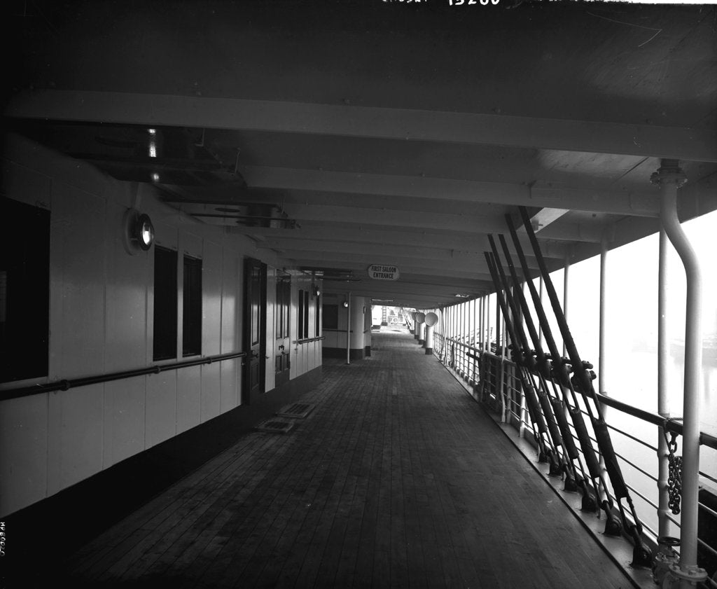 Detail of First Class Promenade on the 'Omrah' (1899) by Bedford Lemere & Co.