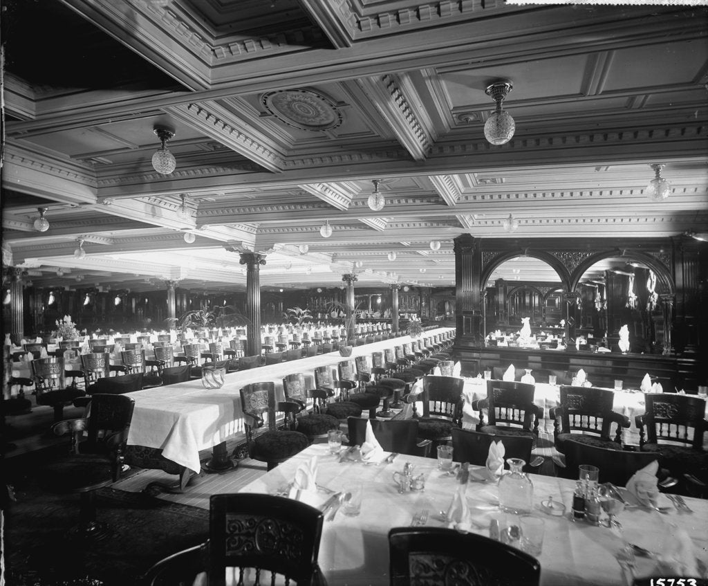 Detail of First Class Dining Saloon on the 'Lucania' (1893) by Bedford Lemere & Co.