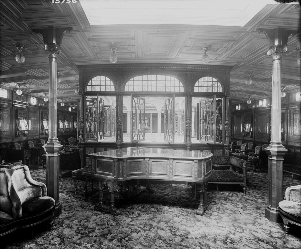 Detail of First Class Music Room on the 'Lucania' (1893) by Bedford Lemere & Co.