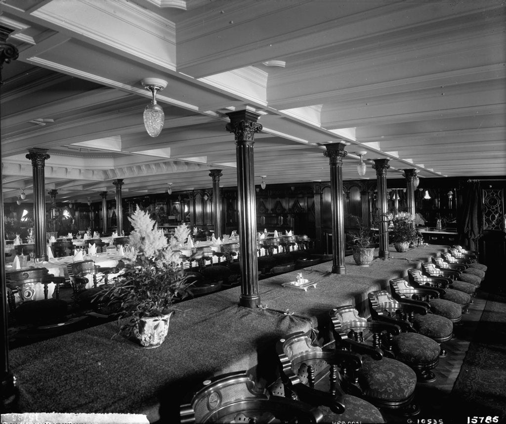 Detail of First Class Dining Saloon on the 'Saxonia' (1900) by Bedford Lemere & Co.