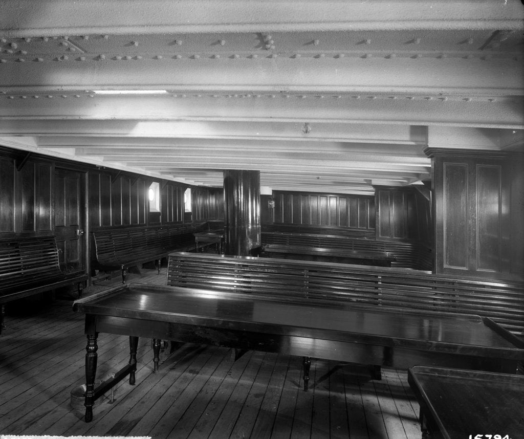 Detail of Third Class Smoking Room on the 'Saxonia' (1900) by Bedford Lemere & Co.
