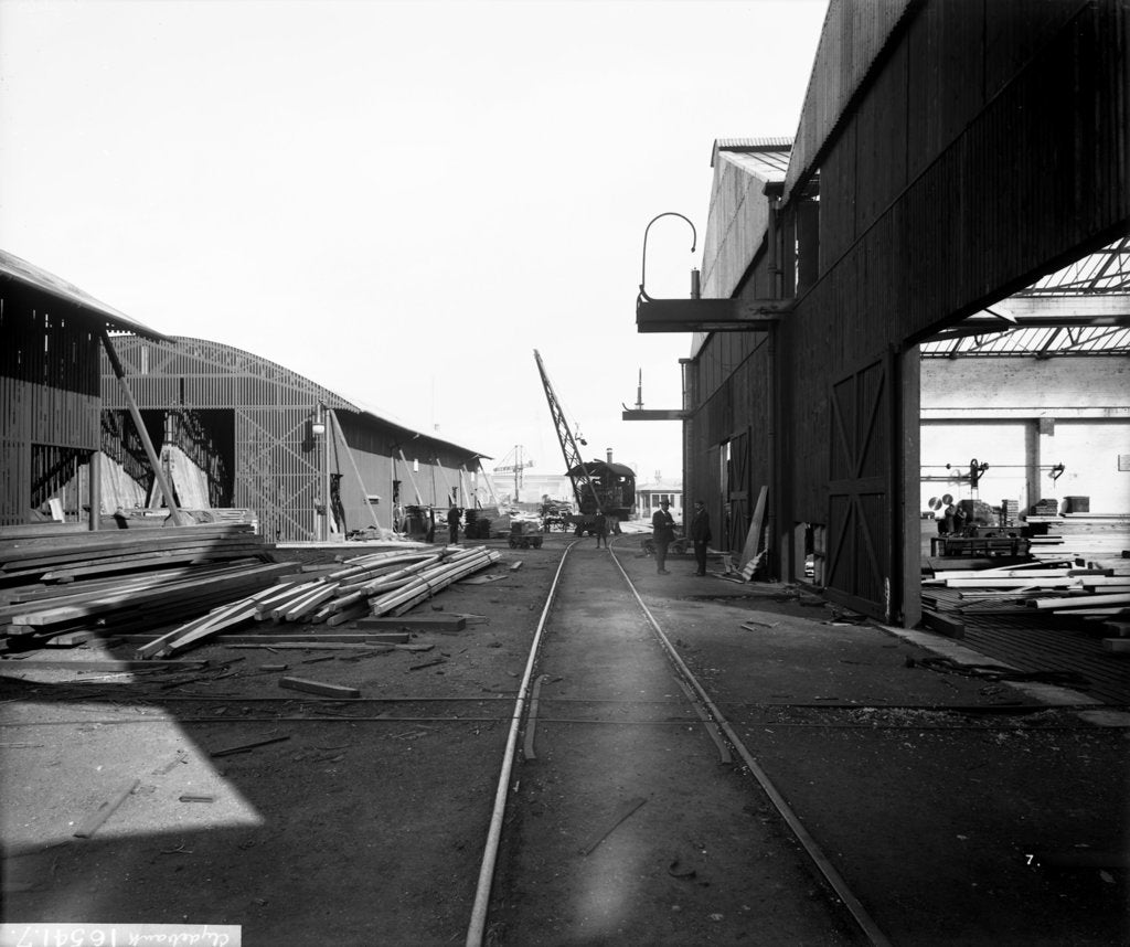 Detail of Timber Yard at John Brown & Co. Ltd, Clydebank, 1901 by Bedford Lemere & Co.