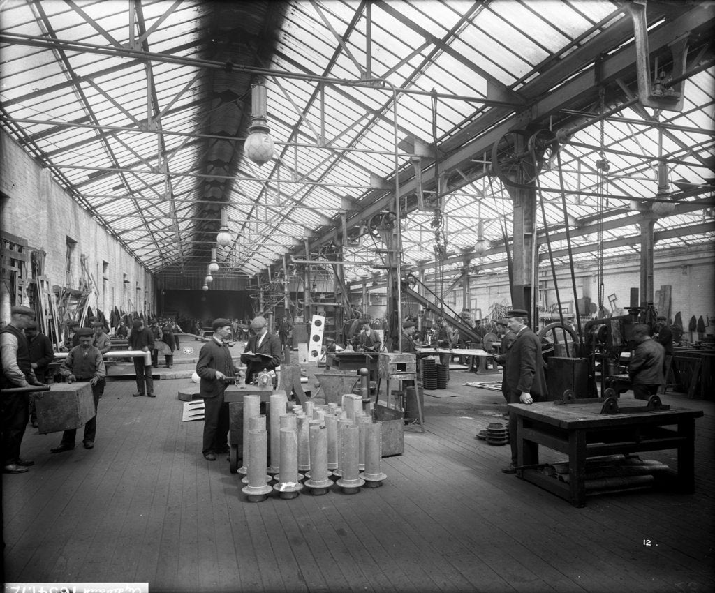 Detail of Sheet Iron Shop at John Brown & Co. Ltd, Clydebank, 1901 by Bedford Lemere & Co.