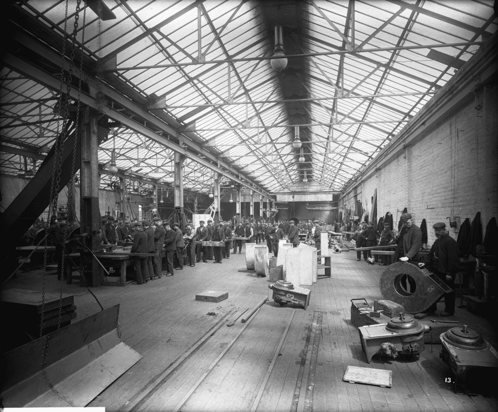 Detail of Sheet Iron Shop at John Brown & Co. Ltd, Clydebank, 1901 by Bedford Lemere & Co.
